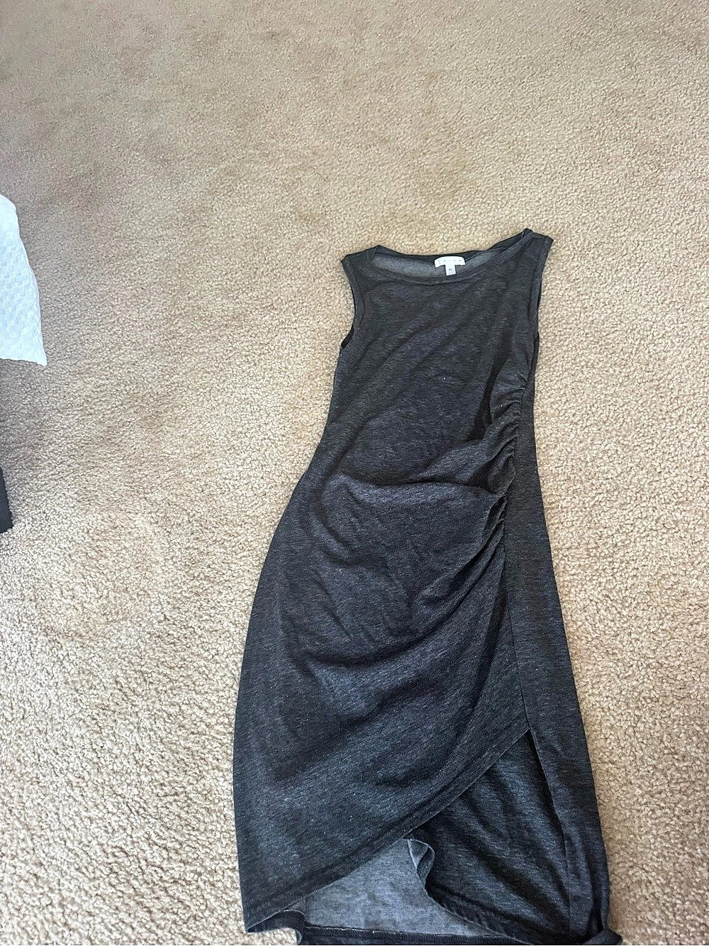 Splendid Black Draped Midi Dress